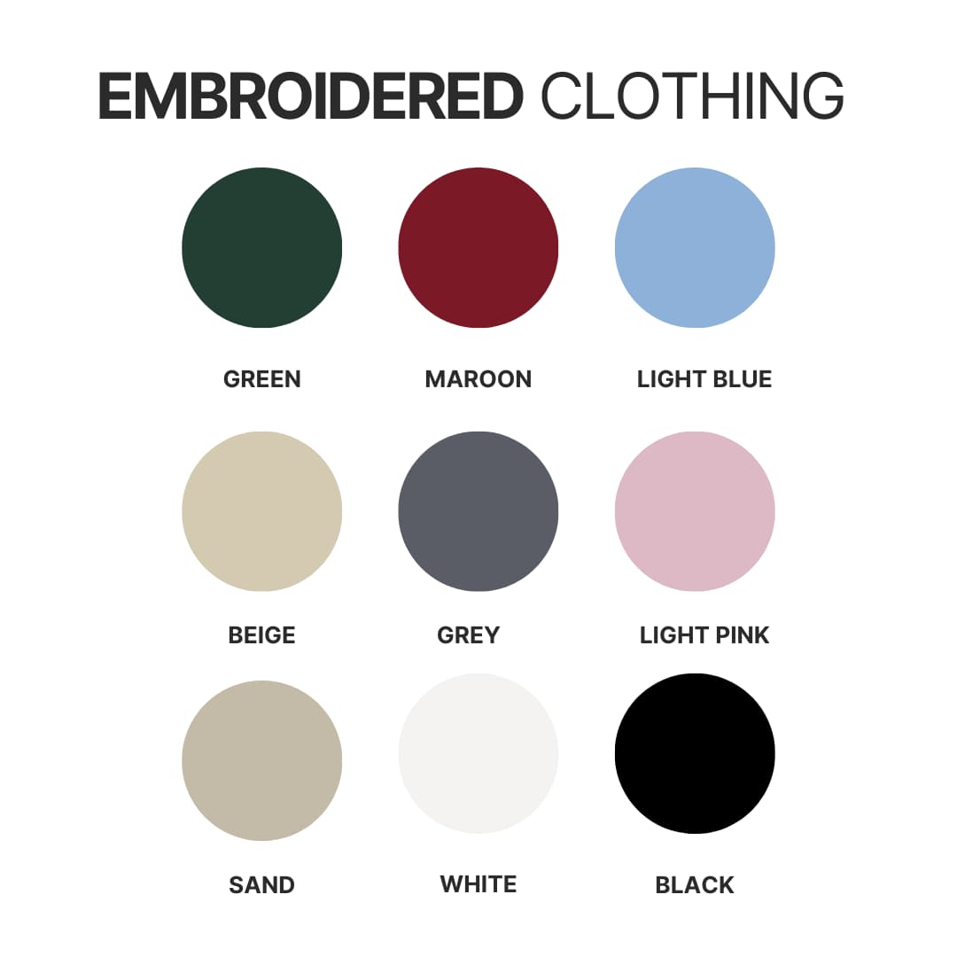 Embroidered clothing color chart - One Piece Gifts