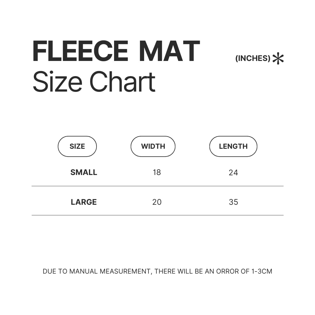 Fleece Mat Size Chart - One Piece Gifts