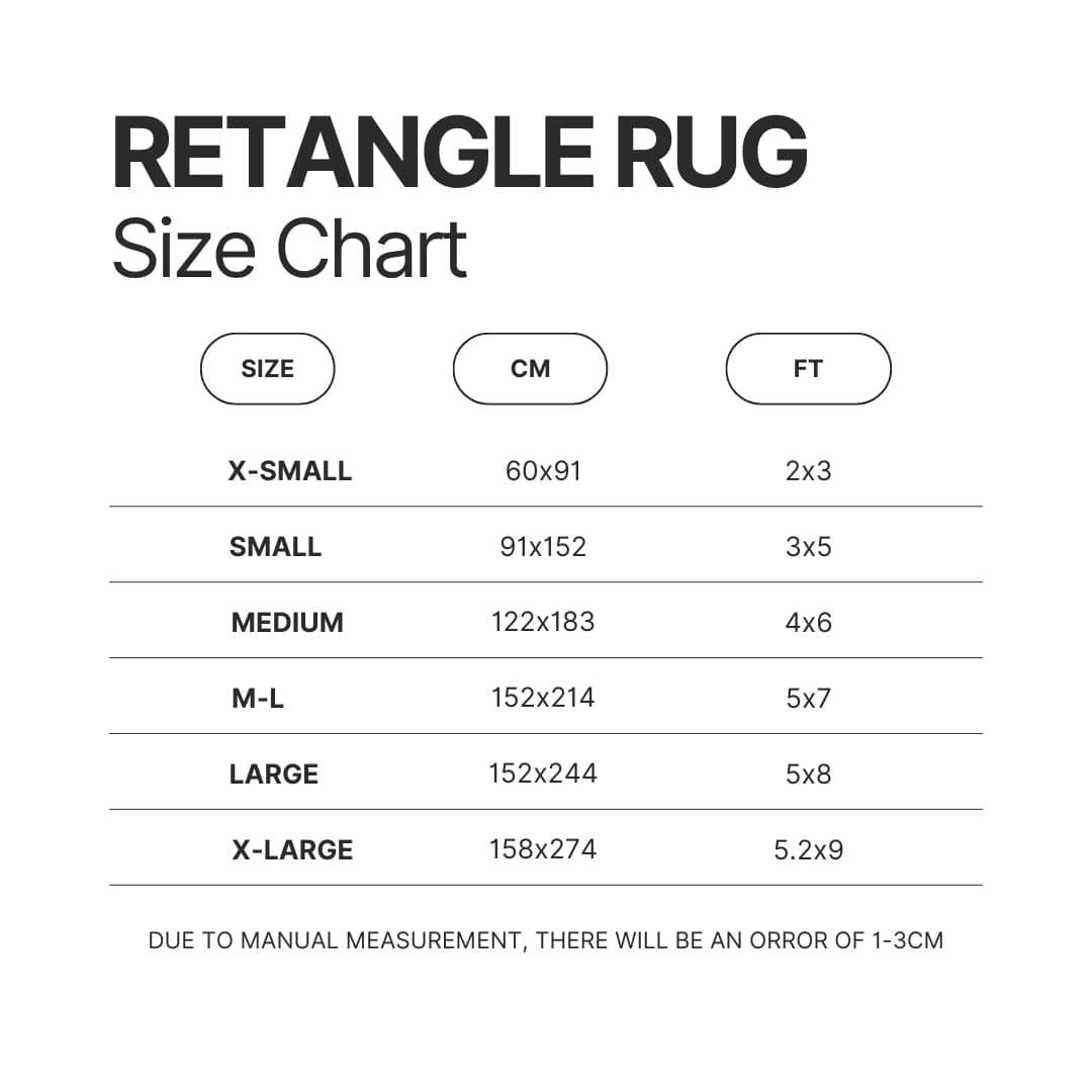 Retangle Rug Size Chart - One Piece Gifts