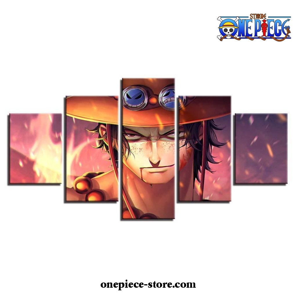 5 pieces handsome one piece portgas d ace canvas wall art 420 - One Piece Gifts