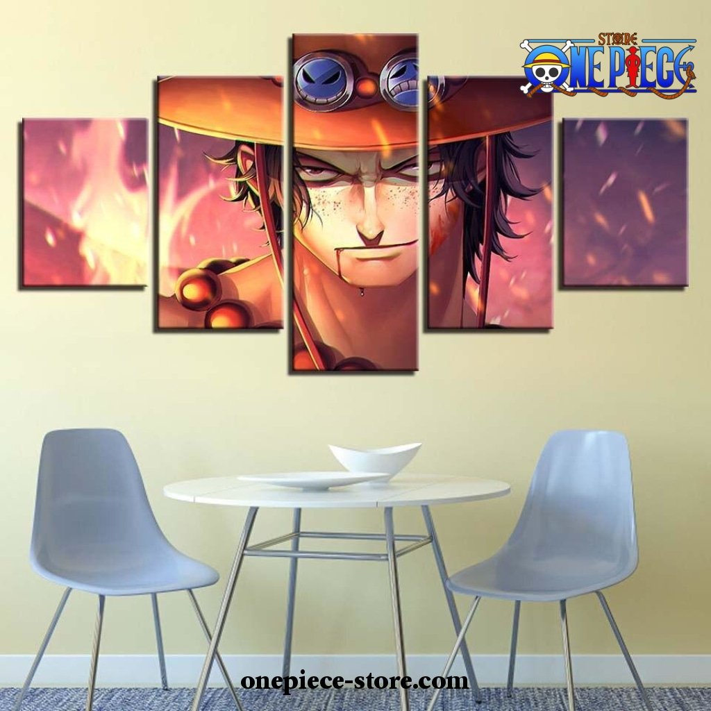 5 pieces handsome one piece portgas d ace canvas wall art 743 - One Piece Gifts