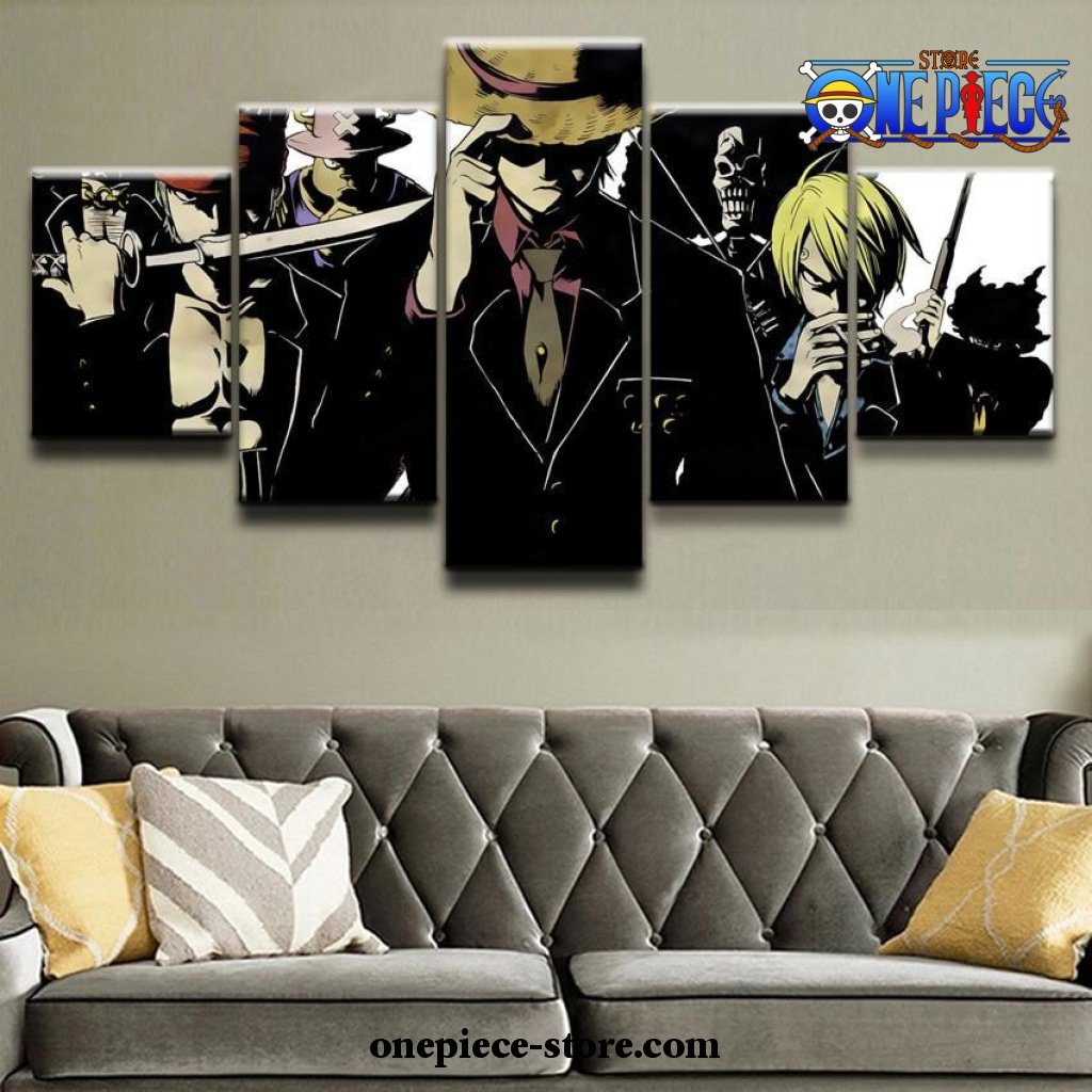 5 pieces one piece black team canvas wall art 431 - One Piece Gifts