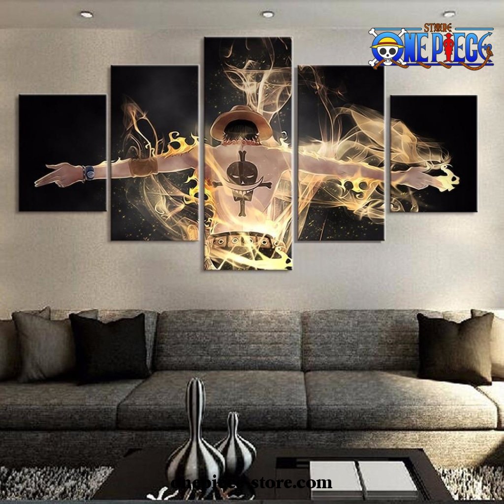 5 pieces one piece portgas d ace fire canvas wall art 498 - One Piece Gifts