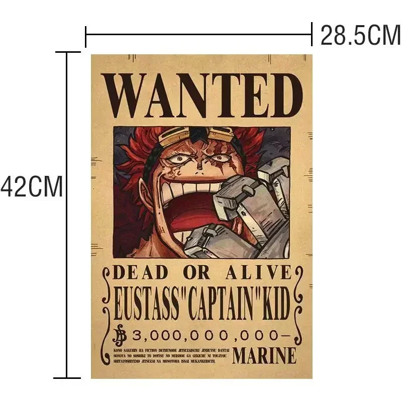 Anime One Piece Luffy 3 Billion Bounty Wanted Posters Four Emperors Kid Action Figures Vintage Wall 5 - One Piece Gifts