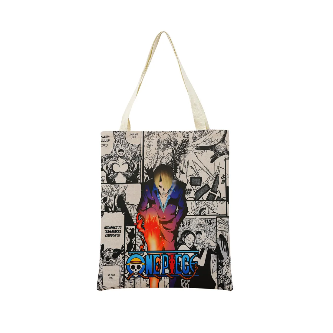 Anime One Piece Pattern Market Eco Shopping Bag Double Side Print Design Foldable Women Handbag Portable 12 - One Piece Gifts
