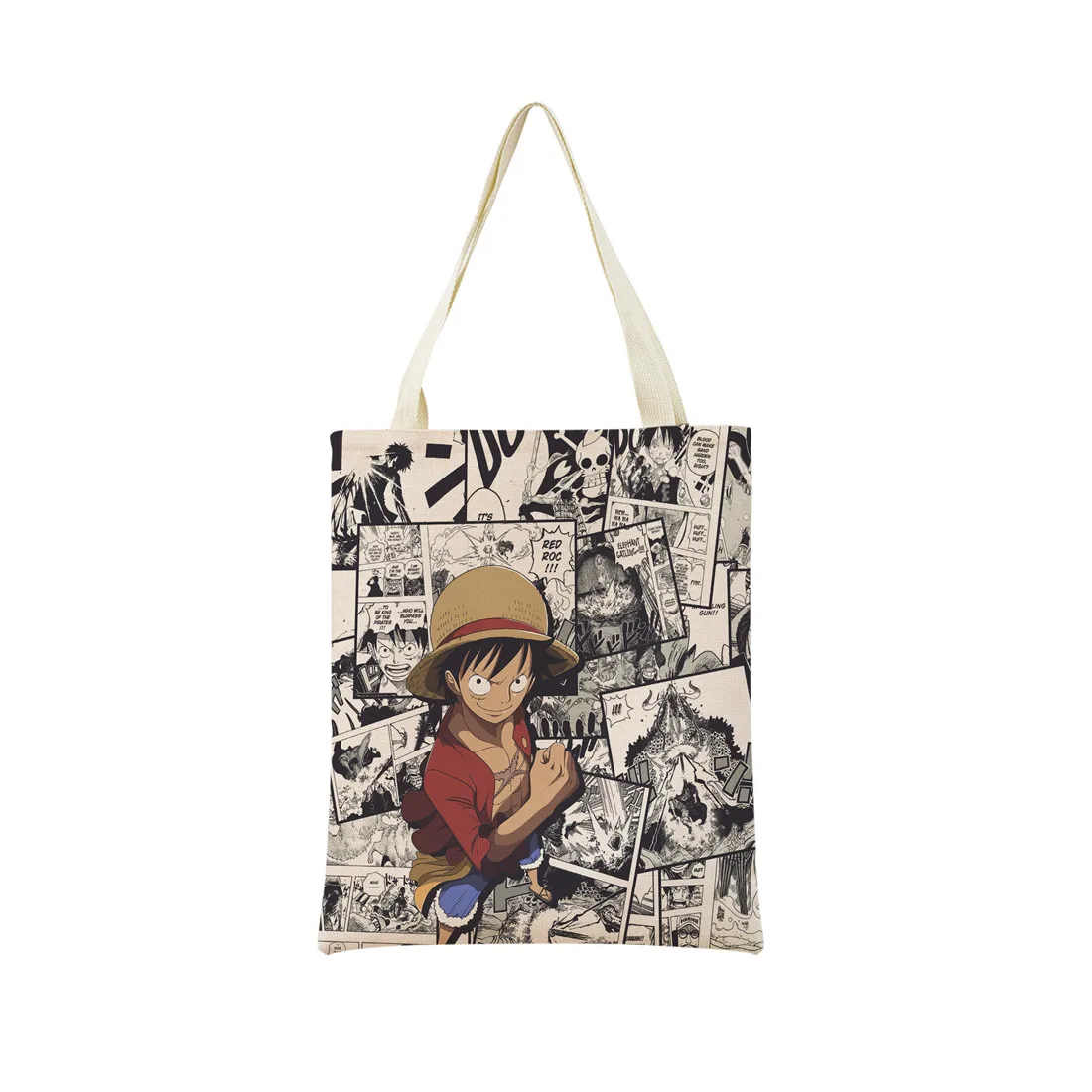 Anime One Piece Pattern Market Eco Shopping Bag Double Side Print Design Foldable Women Handbag Portable 3 - One Piece Gifts