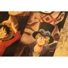 Anime One Piece Three Brothers White Beard Red Hair Dragon Kraft paper vintage poster bar cafe 3 - One Piece Gifts