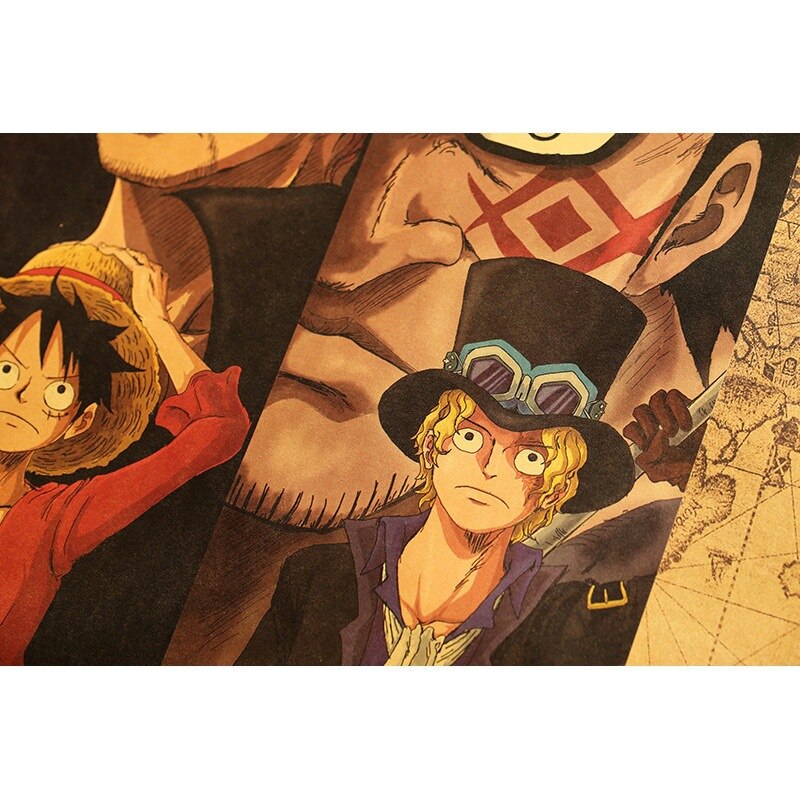Anime One Piece Three Brothers White Beard Red Hair Dragon Kraft paper vintage poster bar cafe 3 - One Piece Gifts