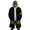 Black Trafalgar Law One Piece AOP Hooded Cloak Coat FRONT Mockup - One Piece Gifts