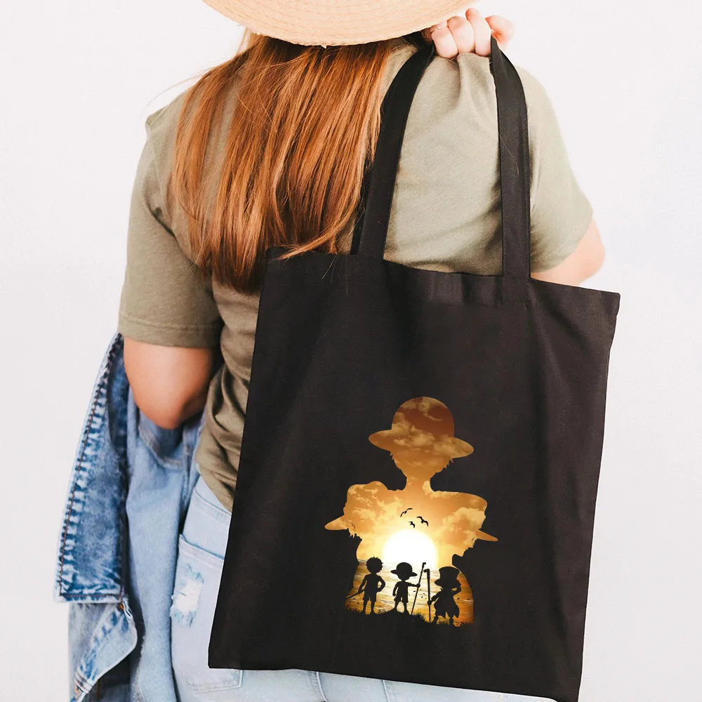 Cute Anime Monkey D Luffy Roronoa Zoro One Piece Women Canvas Shoulder Bag Handbag Tote Eco 19 - One Piece Gifts