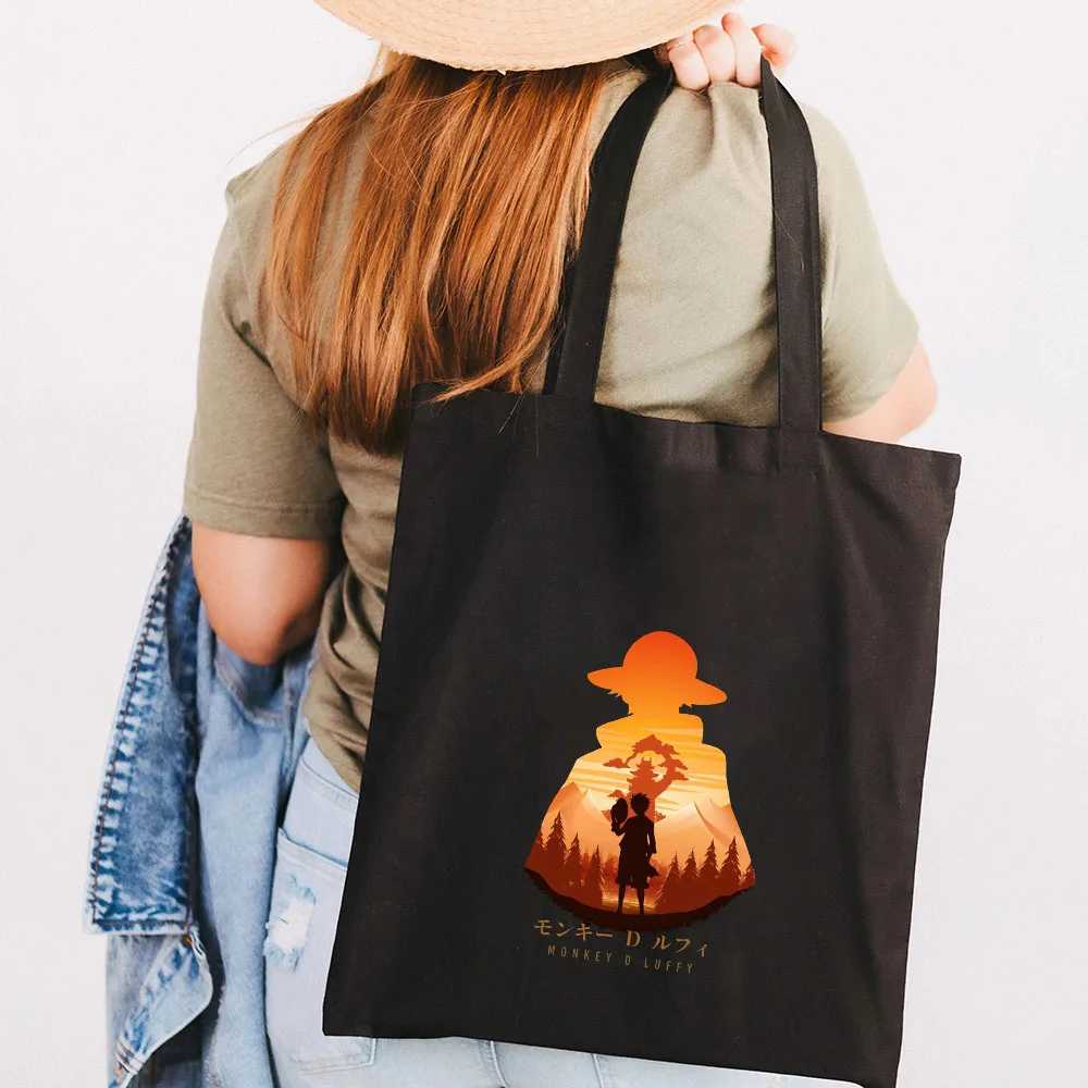 Cute Anime Monkey D Luffy Roronoa Zoro One Piece Women Canvas Shoulder Bag Handbag Tote Eco 20 - One Piece Gifts