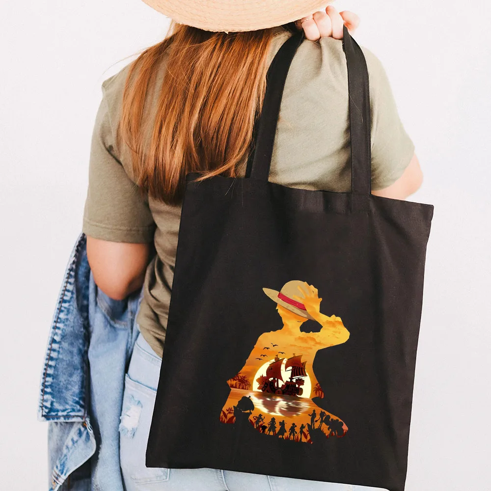 Cute Anime Monkey D Luffy Roronoa Zoro One Piece Women Canvas Shoulder Bag Handbag Tote Eco 4 - One Piece Gifts