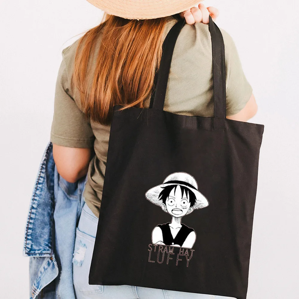Cute Anime Monkey D Luffy Roronoa Zoro One Piece Women Canvas Shoulder Bag Handbag Tote Eco 9 - One Piece Gifts