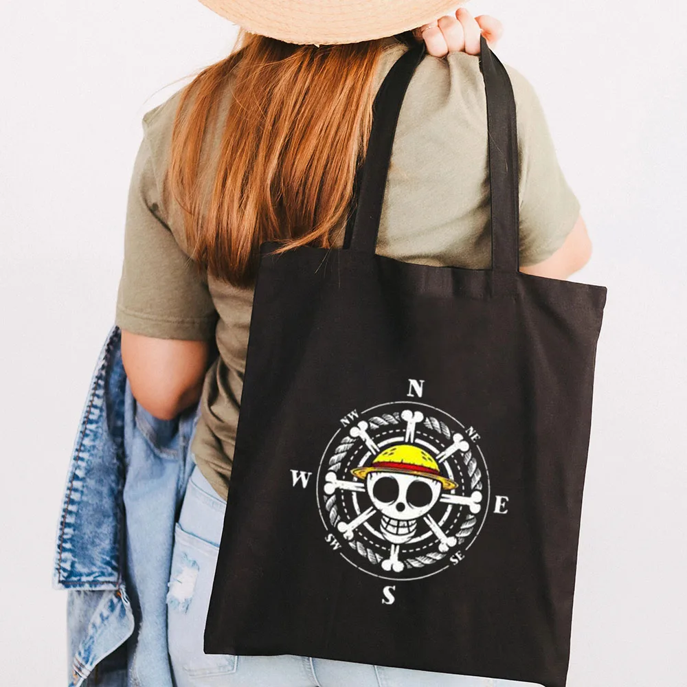 Cute Anime Monkey D Luffy Roronoa Zoro One Piece Women Canvas Shoulder Bag Handbag Tote Eco - One Piece Gifts