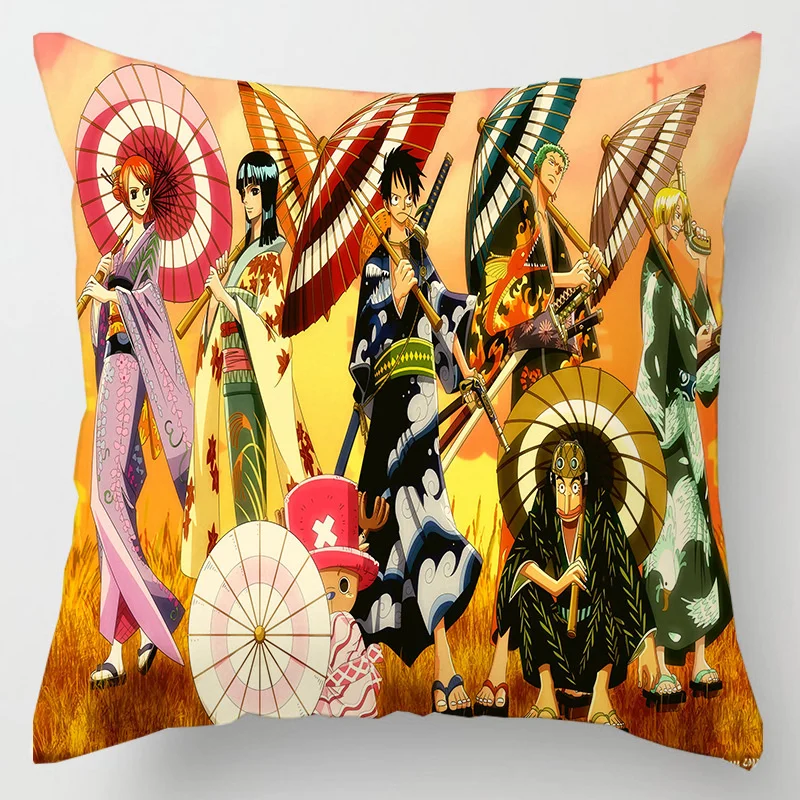 Hot Anime One Piece Figure Toys Roronoa Zoro Tony Chopper Nami Printed Pillows Cover Birthday Party 8 - One Piece Gifts