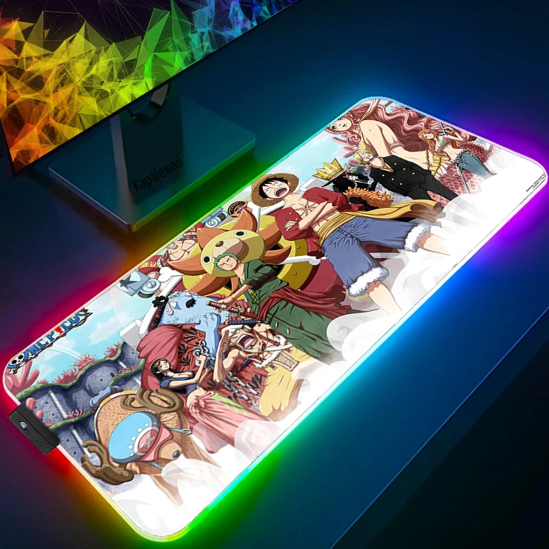 LED Light Mause Pad for Computer Mouse Pad Anime Desk Mat PC Gamer Cabinet For Office 11 - One Piece Gifts