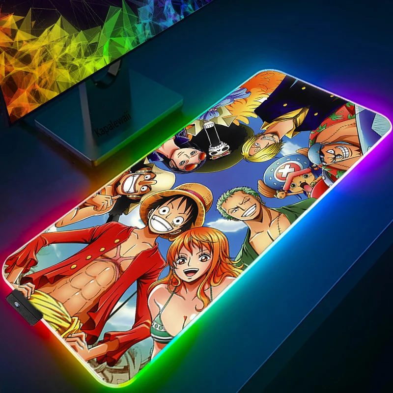 LED Light Mause Pad for Computer Mouse Pad Anime Desk Mat PC Gamer Cabinet For Office 15 - One Piece Gifts
