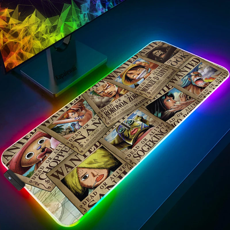 LED Light Mause Pad for Computer Mouse Pad Anime Desk Mat PC Gamer Cabinet For Office 16 - One Piece Gifts