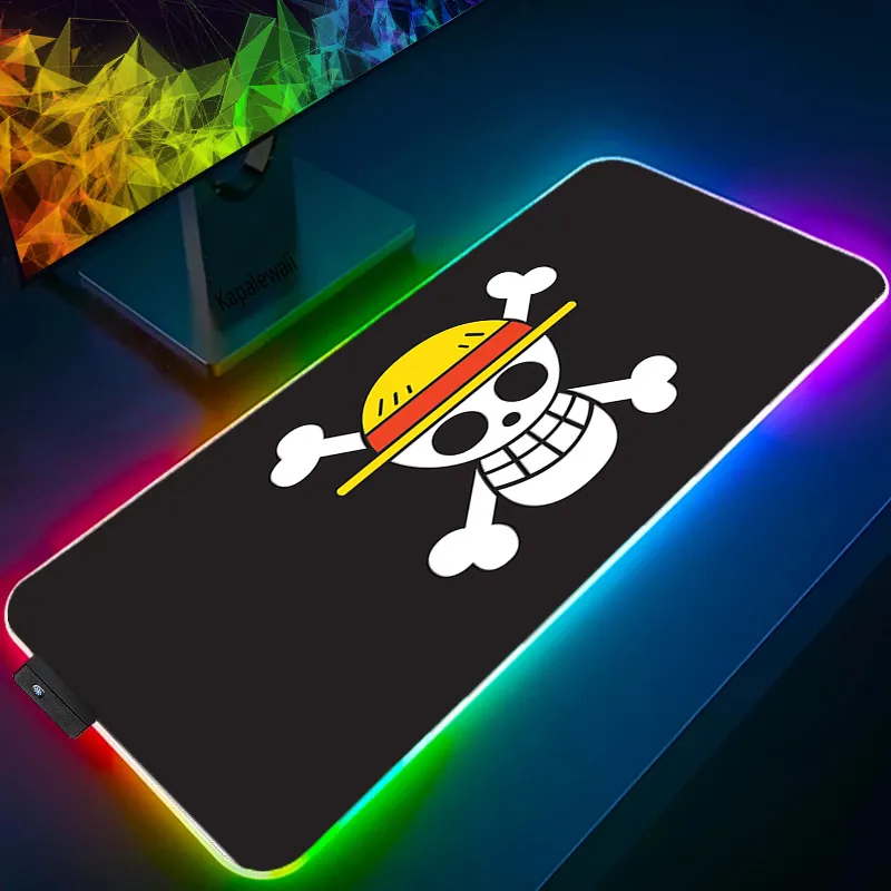 LED Light Mause Pad for Computer Mouse Pad Anime Desk Mat PC Gamer Cabinet For Office 18 - One Piece Gifts