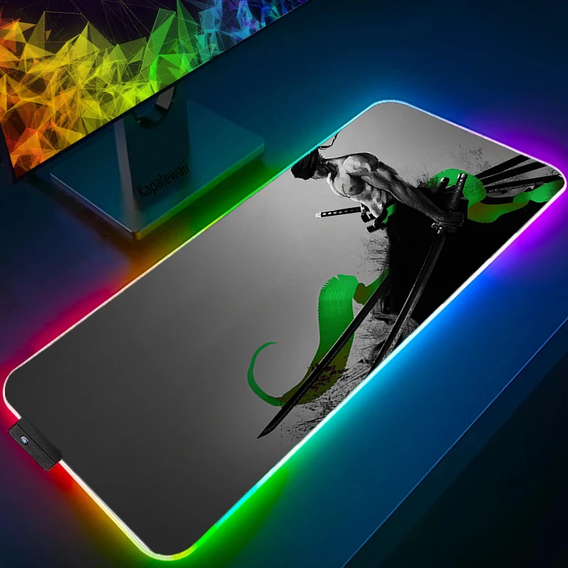 LED Light Mause Pad for Computer Mouse Pad Anime Desk Mat PC Gamer Cabinet For Office 5 - One Piece Gifts