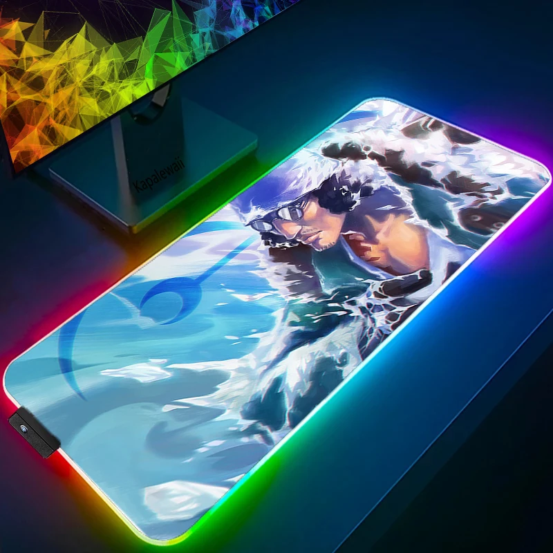 LED Light Mause Pad for Computer Mouse Pad Anime Desk Mat PC Gamer Cabinet For Office 6 - One Piece Gifts