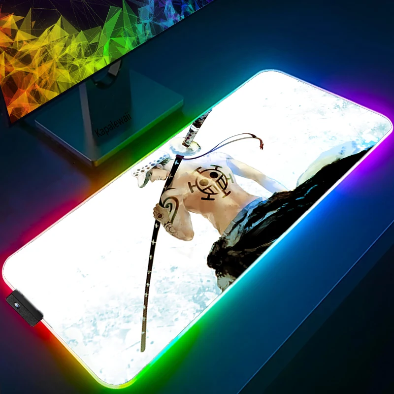 LED Light Mause Pad for Computer Mouse Pad Anime Desk Mat PC Gamer Cabinet For Office 8 - One Piece Gifts