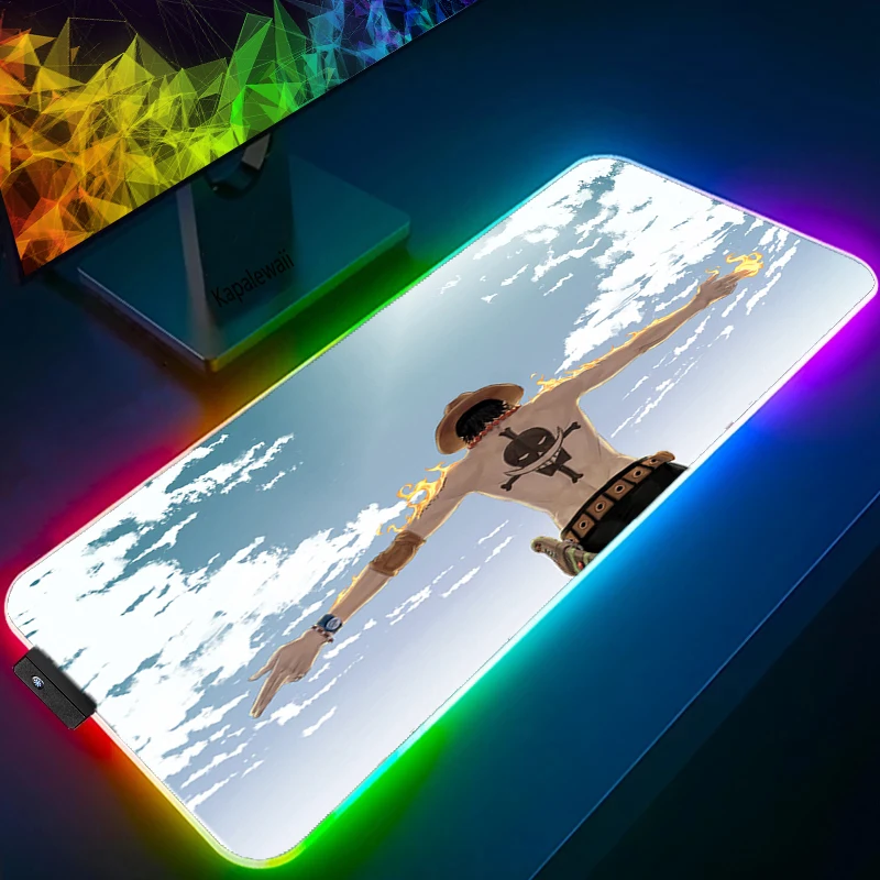 LED Light Mause Pad for Computer Mouse Pad Anime Desk Mat PC Gamer Cabinet For Office 9 - One Piece Gifts