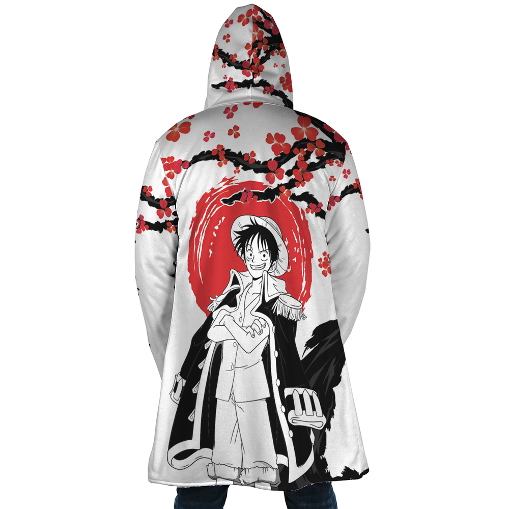 Monkey D. Luffy Pirate King One Piece AOP Hooded Cloak Coat BACK Mockup - One Piece Gifts