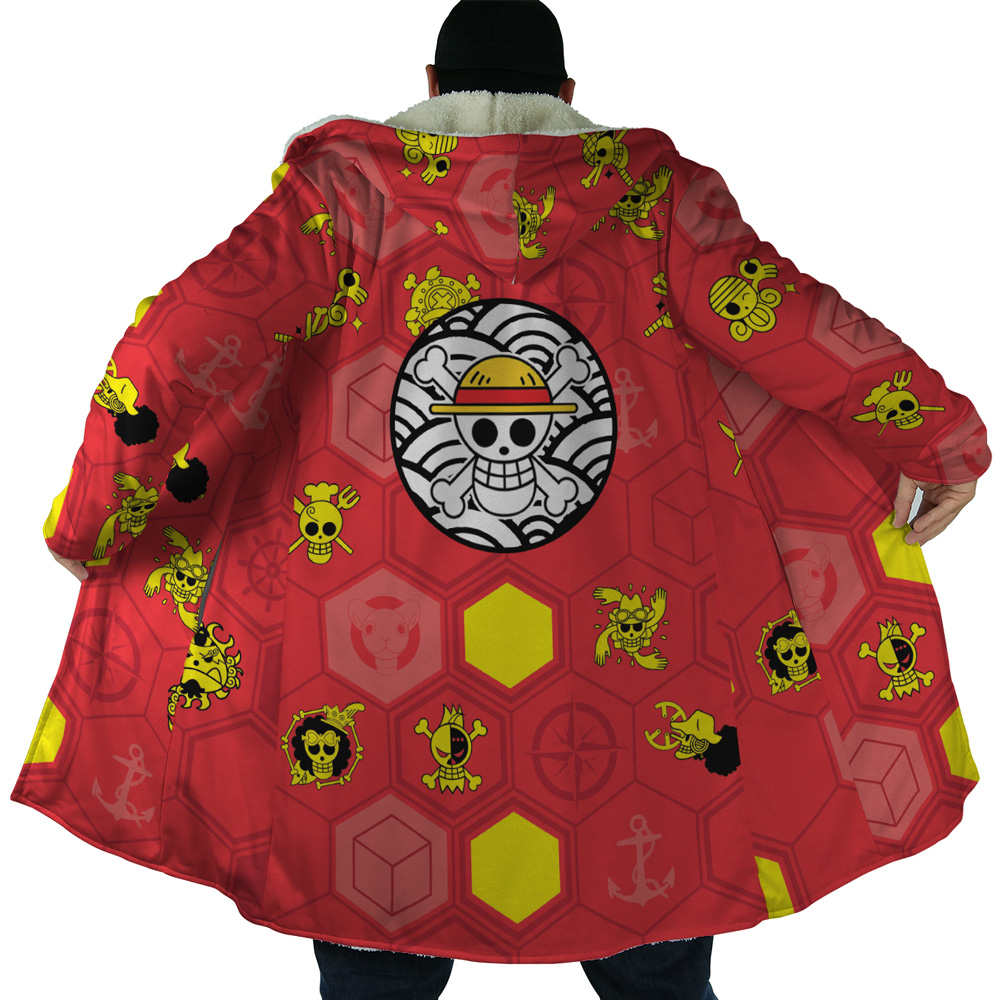 Mugiwara Pirates One Piece AOP Hooded Cloak Coat NO HOOD Mockup - One Piece Gifts