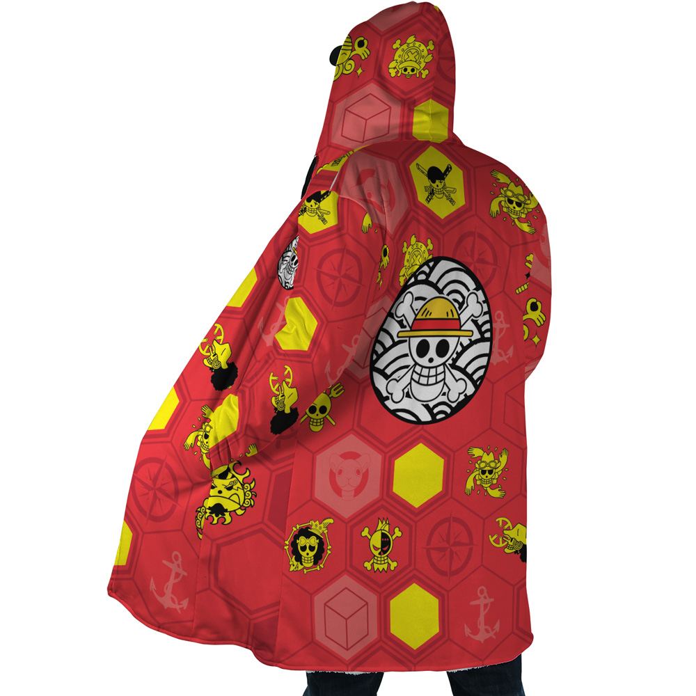 Mugiwara Pirates One Piece AOP Hooded Cloak Coat SIDE Mockup - One Piece Gifts