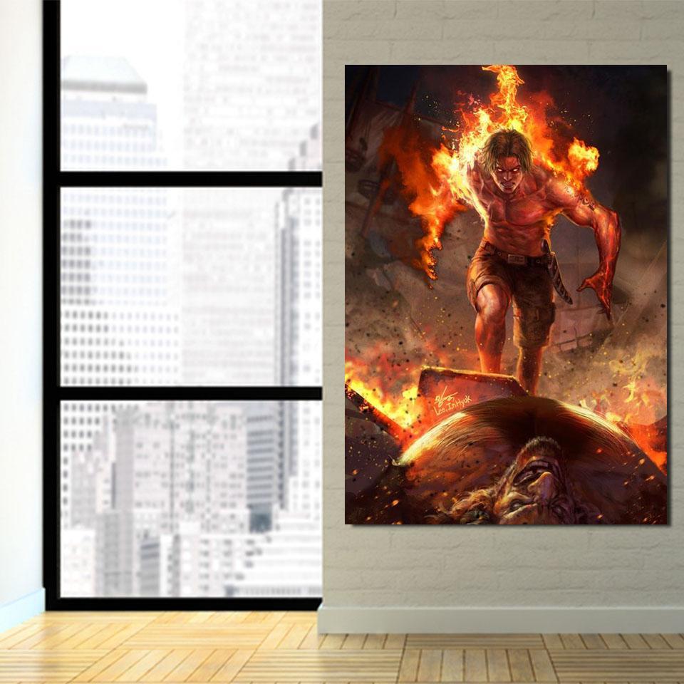 One Piece Angry Realistic Ace Fire Fist Revenge 1pc Wall Art 2 - One Piece Gifts