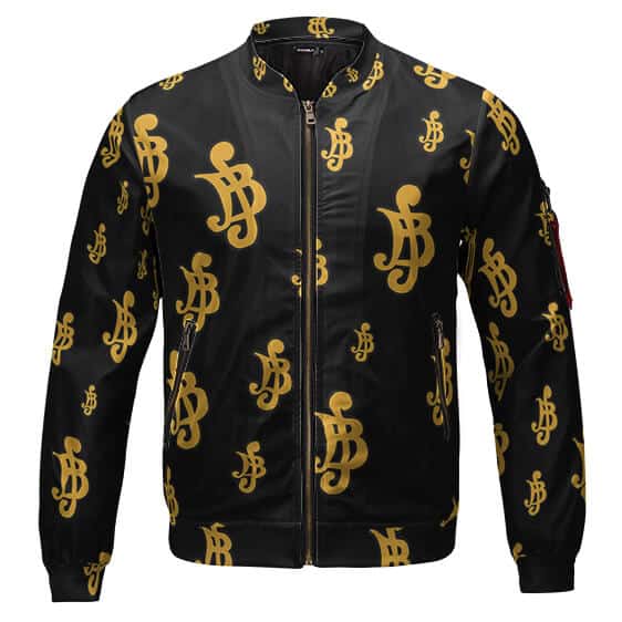 One Piece Belly Monetary Symbol Pattern Bomber Jacket Front - One Piece Gifts