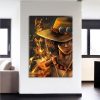 One Piece Blazing Fire Fist Ace Pirate Yellow 1pc Wall Art 2 - One Piece Gifts