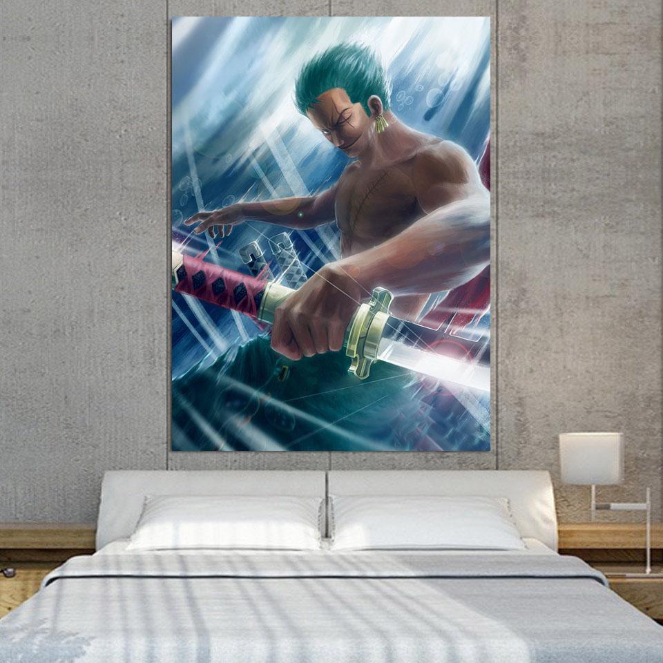 One Piece Charming Roronoa Zoro Santoryu Blue 1pc Wall Art 1 - One Piece Gifts