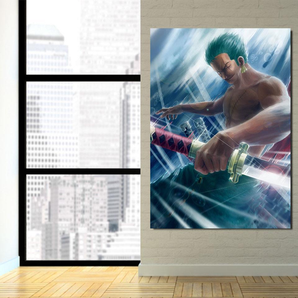 One Piece Charming Roronoa Zoro Santoryu Blue 1pc Wall Art 3 - One Piece Gifts