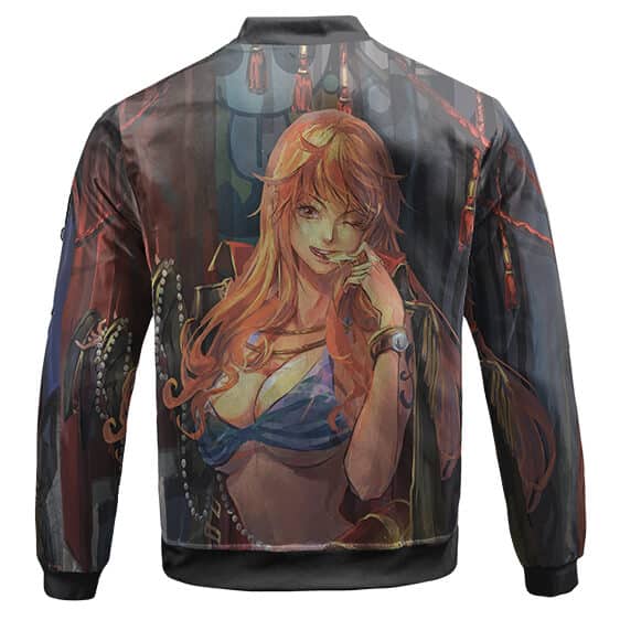 One Piece Nami And Usopp Awesome Fan Art Bomber Jacket Back - One Piece Gifts