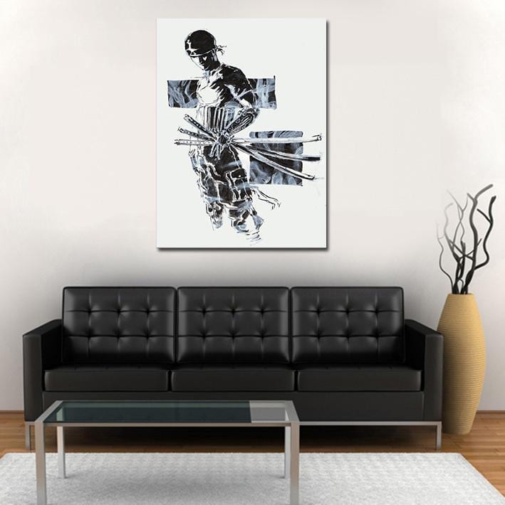 One Piece Pirate Roronoa Zoro Black And White 1pc Wall Art 1 - One Piece Gifts