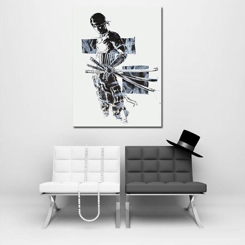 One Piece Pirate Roronoa Zoro Black And White 1pc Wall Art 2 - One Piece Gifts