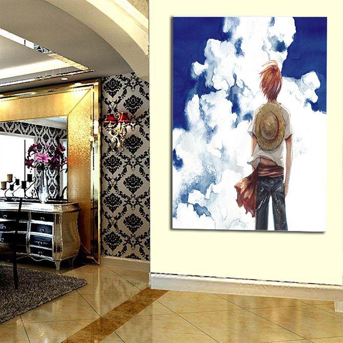 One Piece Pirate Straw Hat Luffy Blue Sky Portrait 1pc Canvas 3 - One Piece Gifts