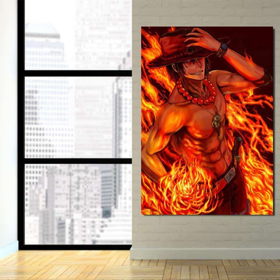 One Piece Portgas D Ace Fire Fist Power Orange 1pc Wall Art 3 - One Piece Gifts
