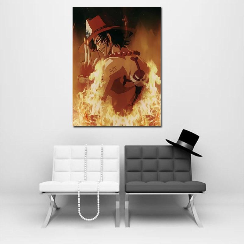 One Piece Portgas D Ace Flame Aura Portrait Orange 1pc Canvas 2 - One Piece Gifts