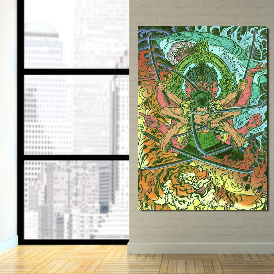 One Piece Roronoa Zoro Epic Asura God Green 1pc Canvas Print 3 - One Piece Gifts