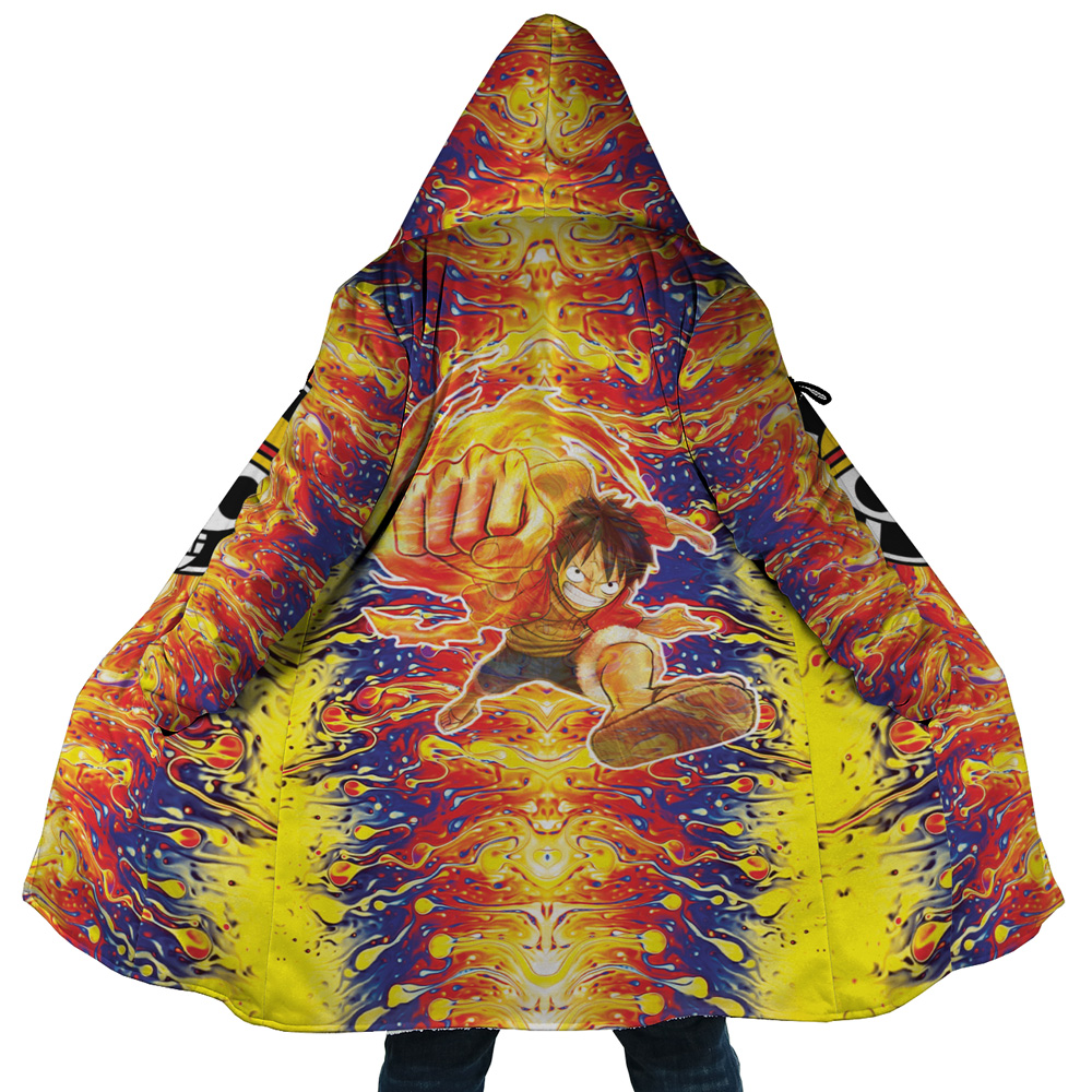 Trippy Luffy One Piece AOP Hooded Cloak Coat MAIN Mockup - One Piece Gifts