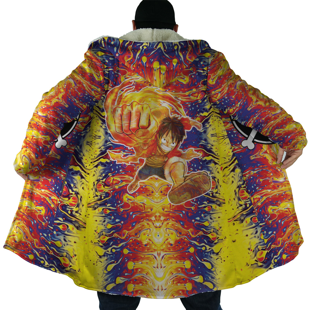 Trippy Luffy One Piece AOP Hooded Cloak Coat NO HOOD Mockup - One Piece Gifts
