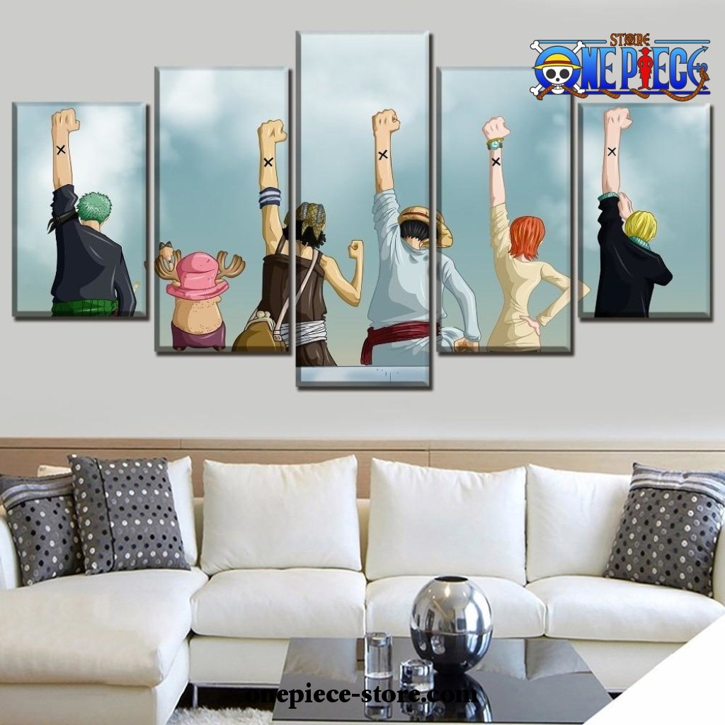 cute 5 pieces one piece team canvas wall art 945 - One Piece Gifts