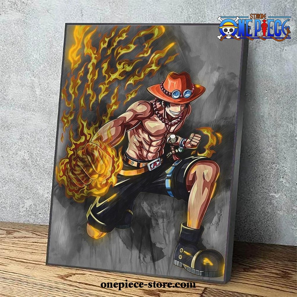 fire portgas d ace one piece wall art with framed 728 - One Piece Gifts