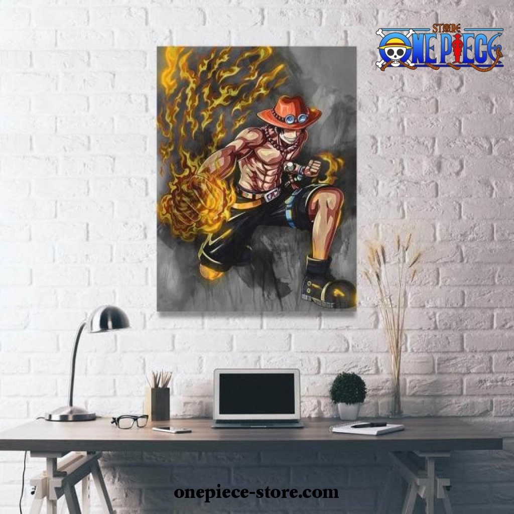fire portgas d ace one piece wall art with framed 772 - One Piece Gifts