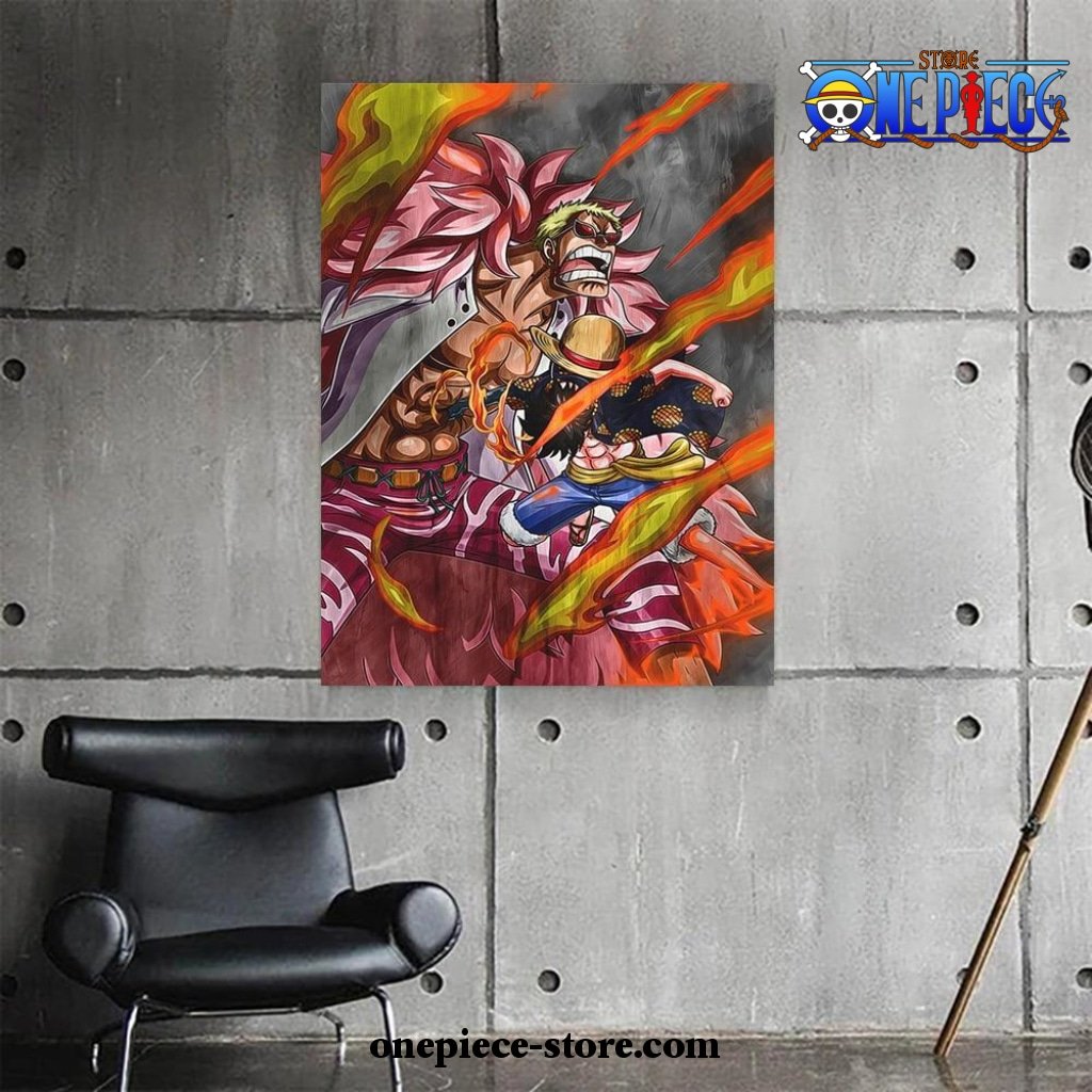 luffy combat one piece wall art with framed 673 - One Piece Gifts