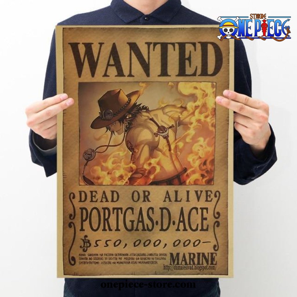 one piece portgas d ace wanted kraft paper poster 405 - One Piece Gifts