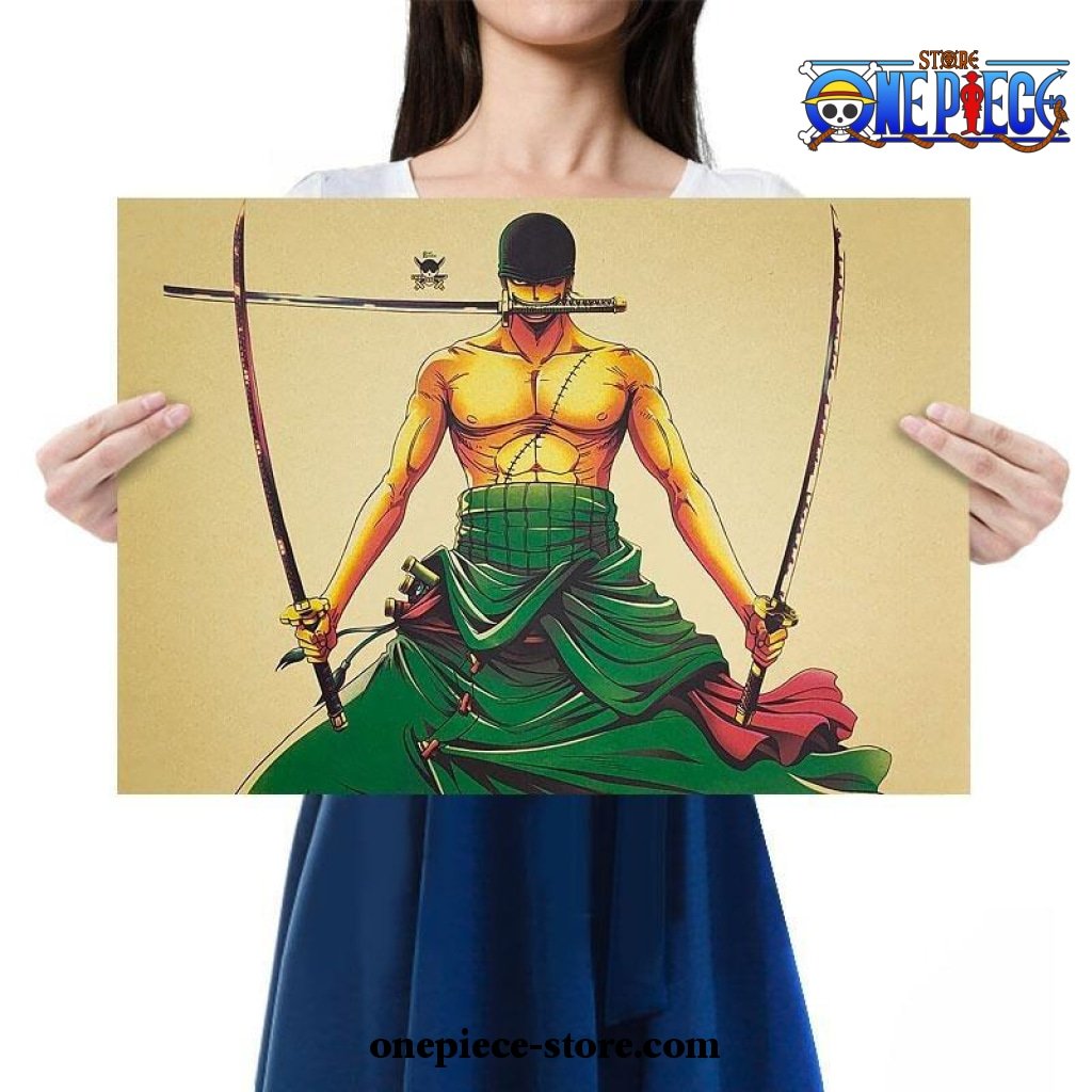 one piece roronoa zoro three sword kraft paper poster 149 - One Piece Gifts